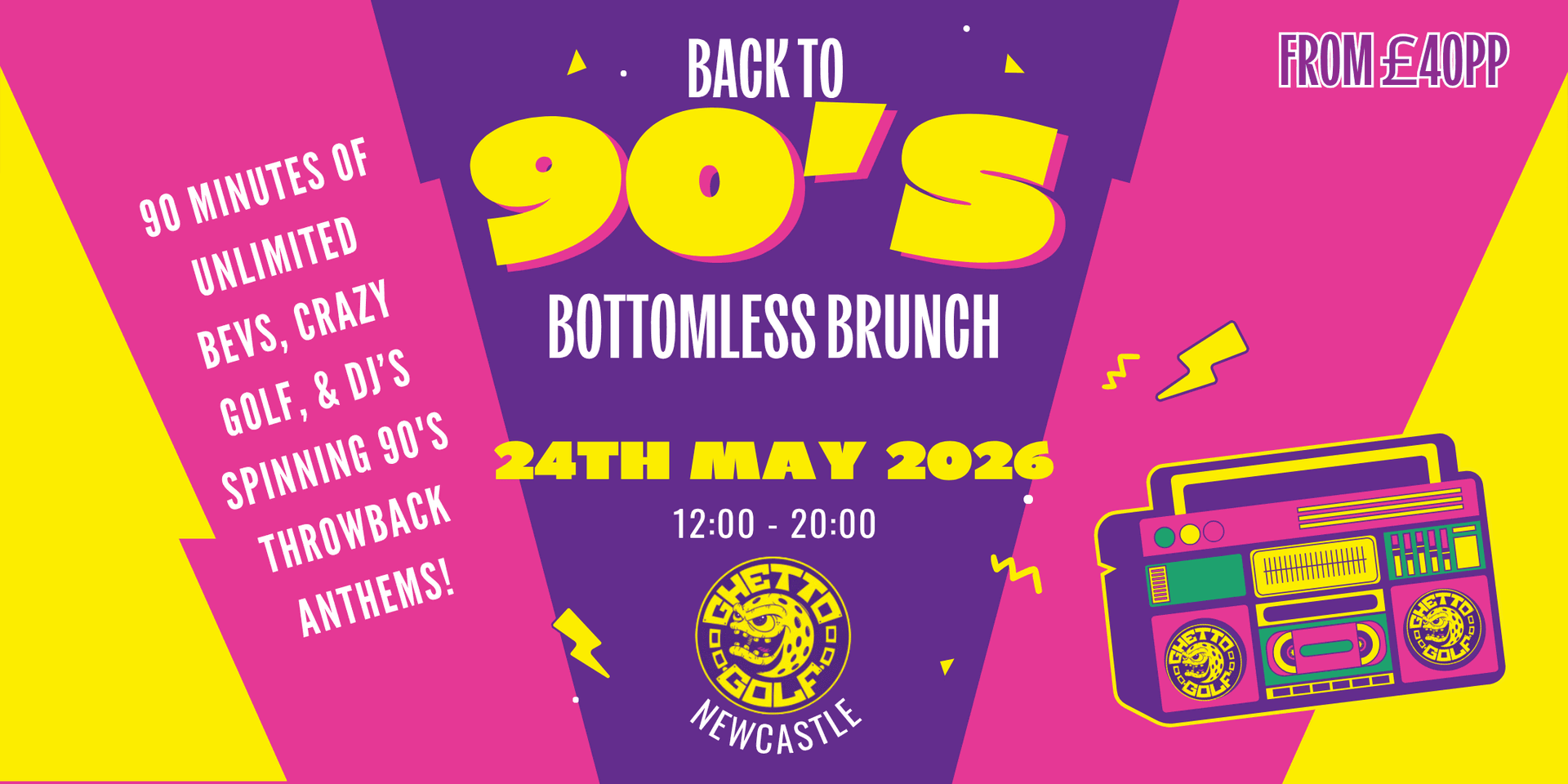Ghetto Golf 90's Bottomless Brunch Bank Holiday