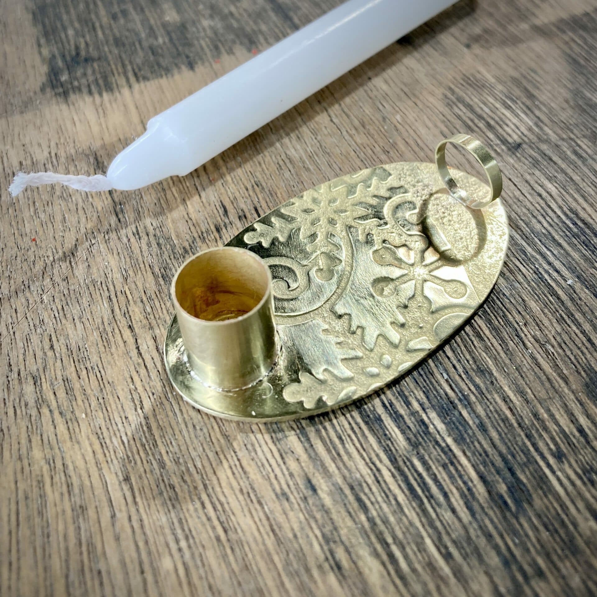 Festive Brass Candle Holder
